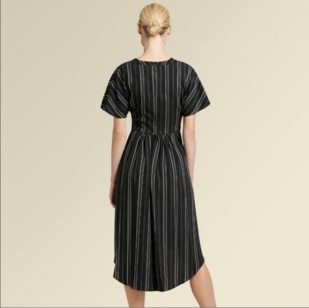 NTW Donna Karan Black White Stripe High Low Dress Short Sleeve Sz 8 - Picture 2 of 9